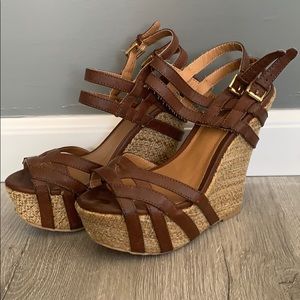 Shï wicker strappy wedges
